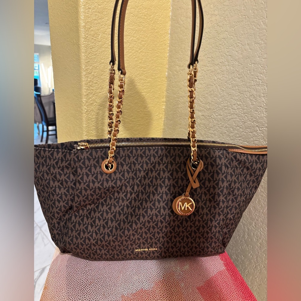 Michael Kors Black and Gold Signature Tote